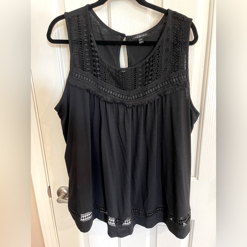 New no tags Lane Bryant black lace detail tank top size 24/26